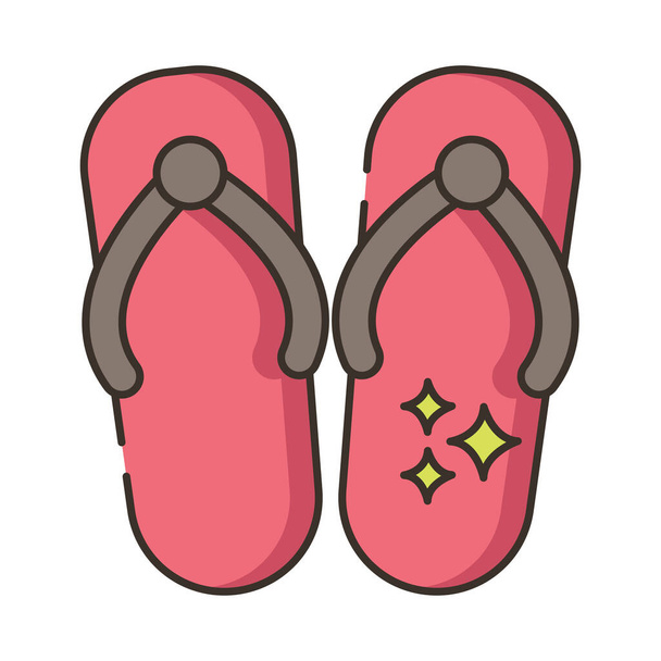 sandals slip ons slipon icon in filled-outline style - Vector, Image