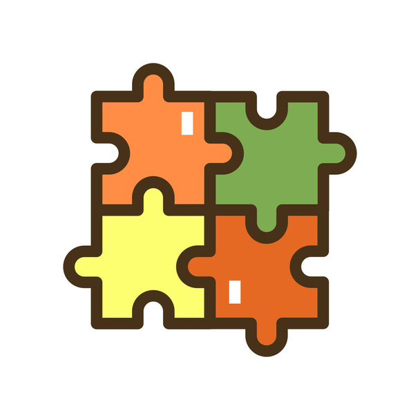 jigsaw piece puzzle icon in filled-outline style - Vector, Image