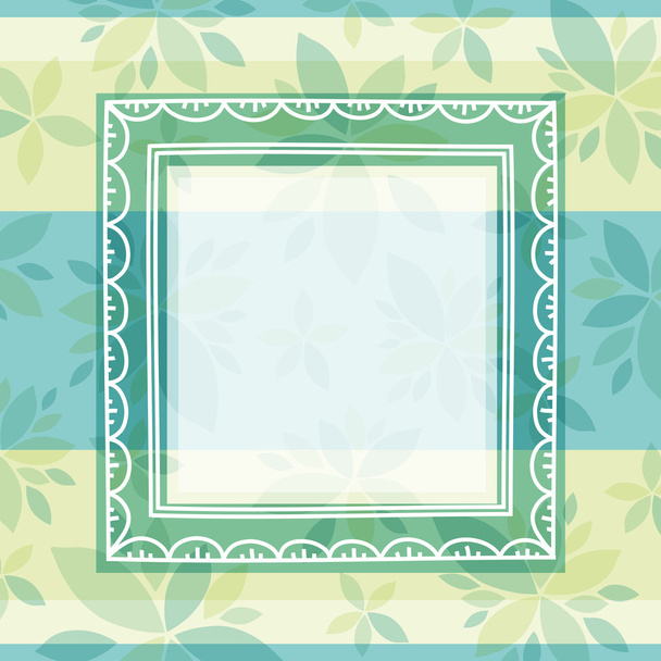 green decorative background with frame and flowers, vector - Vetor, Imagem
