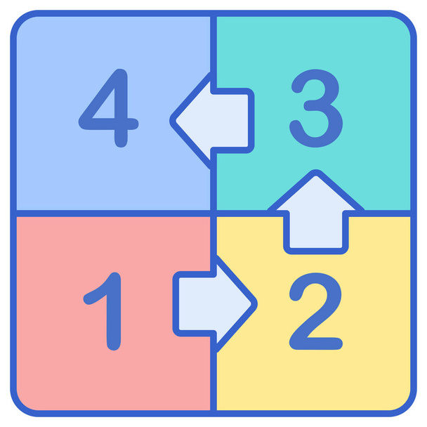flèche quatre icône de nombre dans le style de contour rempli - Vecteur, image