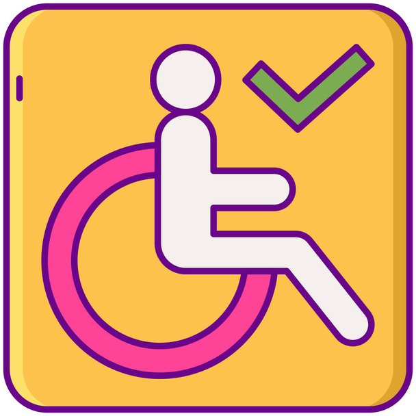 accessibilità disabili icona handicap in pieno stile contorno - Vettoriali, immagini