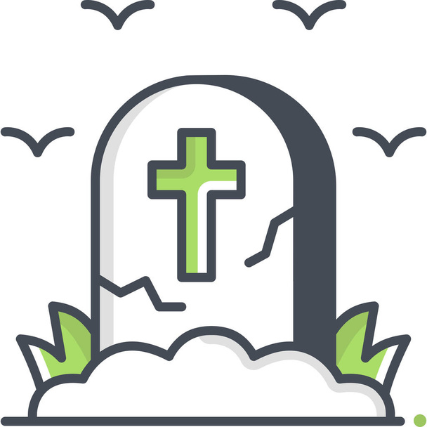 graveyard grave rip icon in halloween category - Vector, Image