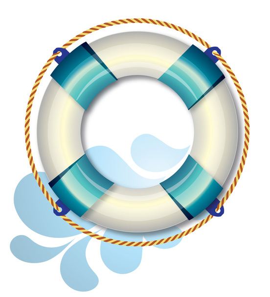 Blue life buoy with wave - Vector, Imagen