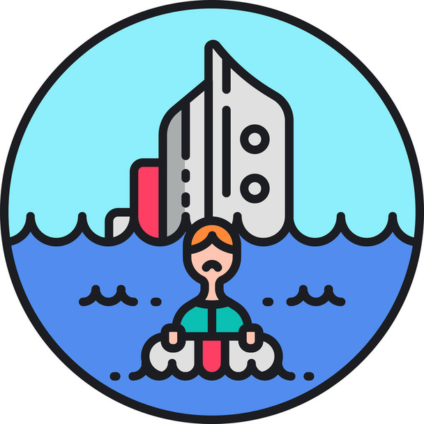 hajóroncs hajóroncs ikon kitöltött vázlatos stílusban - Vektor, kép