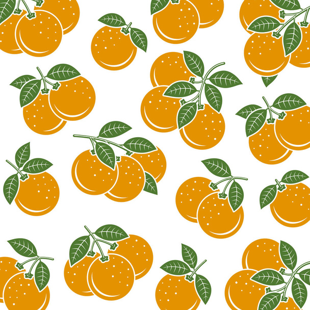 Oranges pattern background set. Collection icons orange. Vector illustration - Vector, imagen