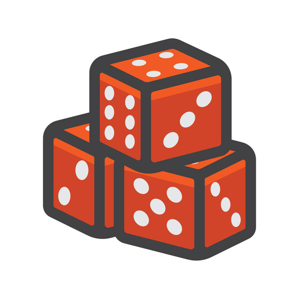 иконка игры в кубики с кубиками в стиле заполненного контура - Вектор,изображение