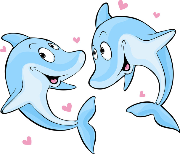 dolphin in love - Vettoriali, immagini