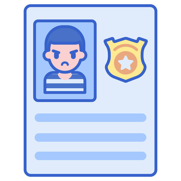 icono de registro de justicia penal en estilo de esquema lleno - Vector, Imagen