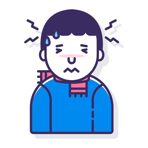 allergia frontális fejfájás ikon telt vázlatos stílusban - Vektor, kép