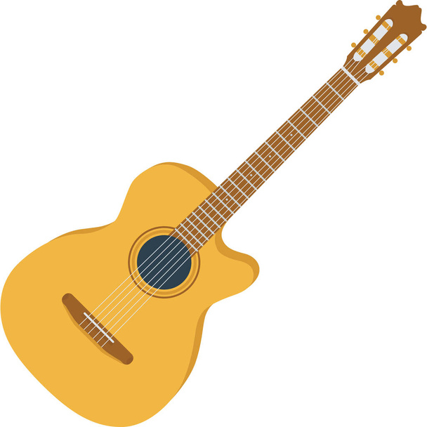 ícone de instrumento de guitarra acústica em estilo plano - Vetor, Imagem