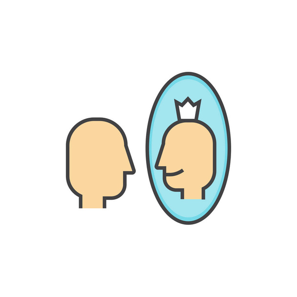 Affirmation Spiegel Person-Symbol im ausgefüllten Umriss Stil - Vektor, Bild