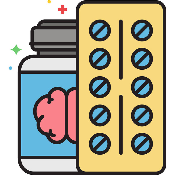 antidepressant drug medication icon in filled-outline style - Vector, Image