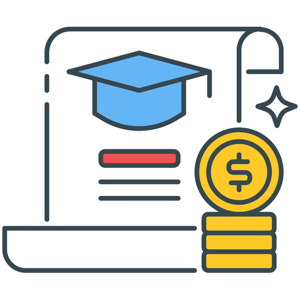 scholarship debt education icon in filled-outline style - Vector, Image