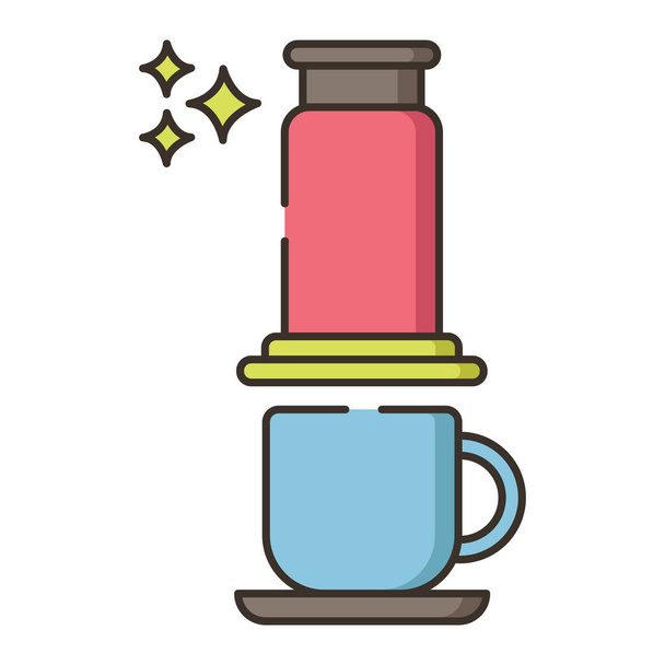 aeropress brew icono del café en la categoría de bebidas alimenticias - Vector, imagen