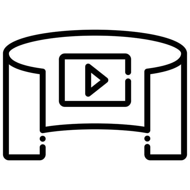 Icono de reproductor de video panaroma de 360 grados en la categoría de juegos - Vector, imagen