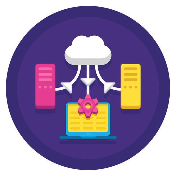 cloud data hosting icoon in badge stijl - Vector, afbeelding