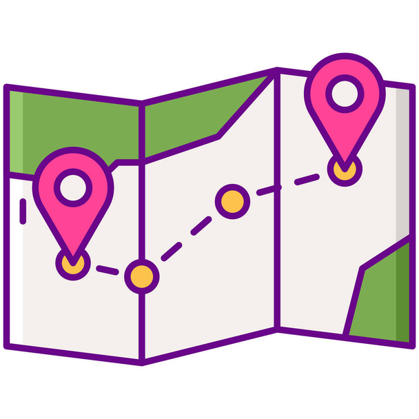ikona itineráře mapy umístění ve stylu vyplněného osnovy - Vektor, obrázek