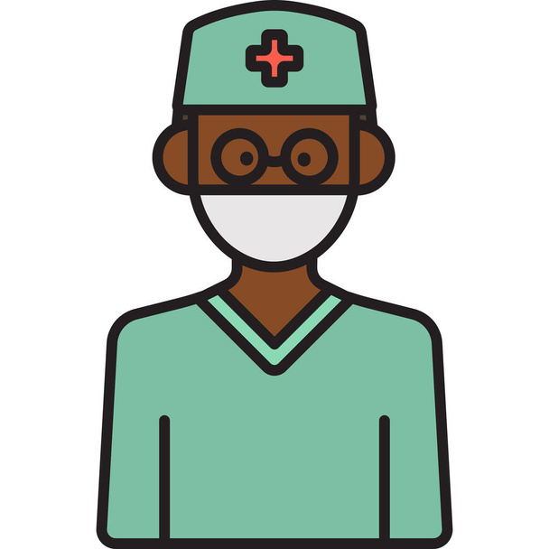 cirurgião médico ícone masculino em estilo de esboço preenchido - Vetor, Imagem
