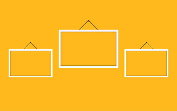 квадратная белая рамка с желтым фоном - Вектор,изображение
