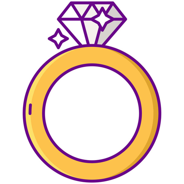 diamante joya anillo icono en estilo de contorno lleno - Vector, Imagen