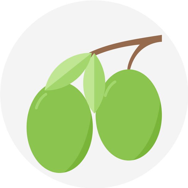 fruit olijf petite fruit pictogram in platte stijl - Vector, afbeelding