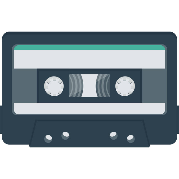 иконка аудиокассетной ленты в плоском стиле - Вектор,изображение