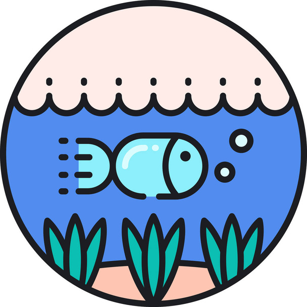ícone de água abaixo da vida em estilo de esboço preenchido - Vetor, Imagem