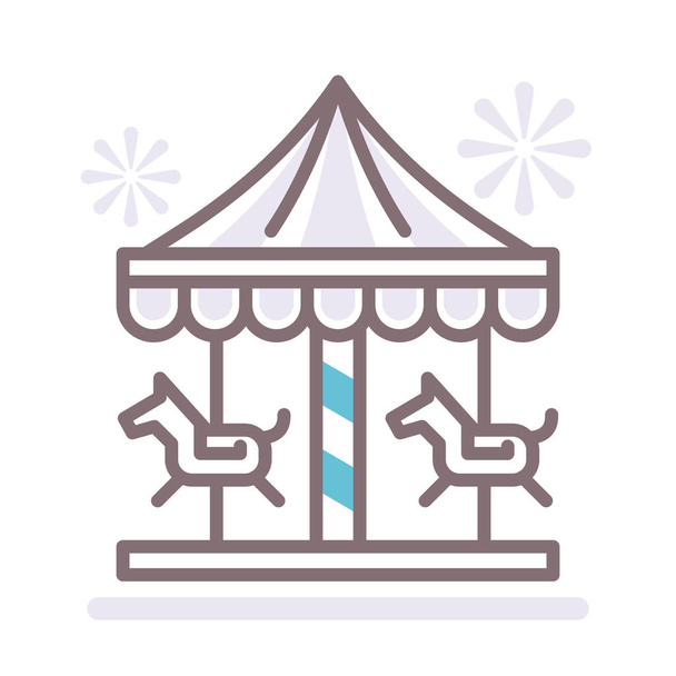 carousel merry merry go round icon in filled-outline style - Vector, Image