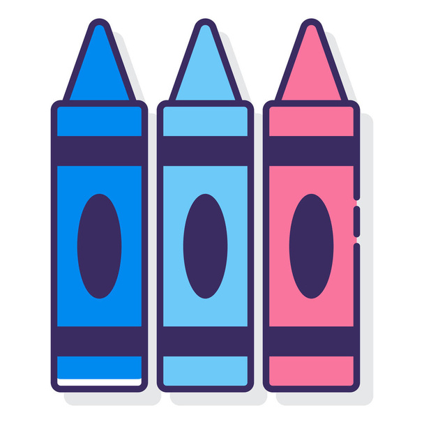 colour crayon drawing icon - Vector, Image
