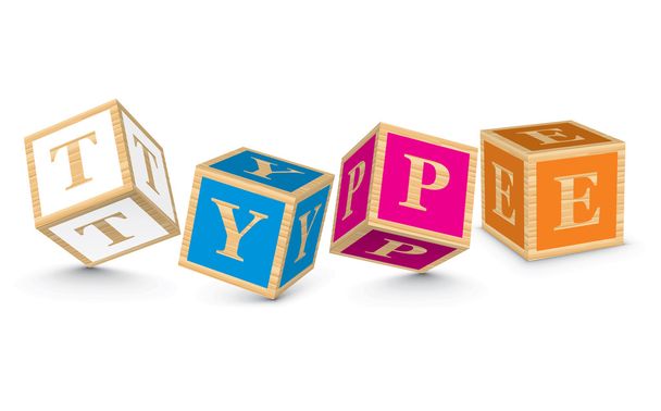 TIPO de palavra escrito com blocos de alfabeto
 - Vetor, Imagem