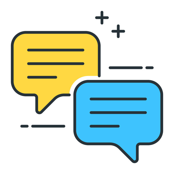 ícone de comunicação de chat de mensagens em estilo de esboço preenchido - Vetor, Imagem