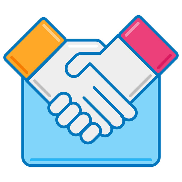 handshake parceiro de negócios ícone de aperto de mão em estilo de esboço preenchido - Vetor, Imagem