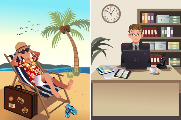People going to work and vacation concept - Vector, Image