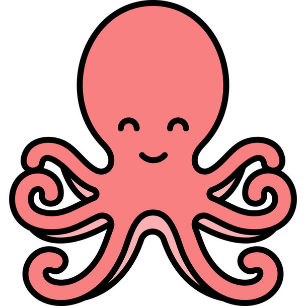 Oktopus-Tintenfisch-Ikone im ausgefüllten Outline-Stil - Vektor, Bild