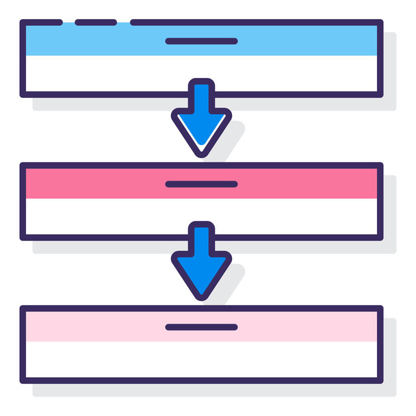 processo segmentado ícone empilhado em estilo de esboço preenchido - Vetor, Imagem