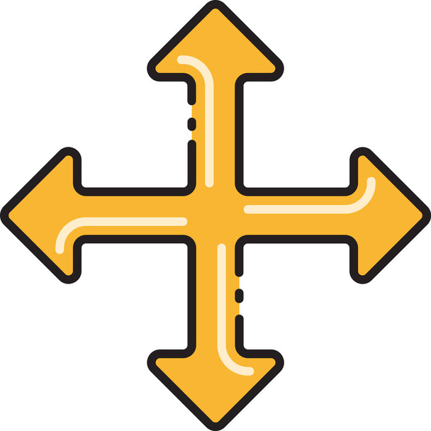 ícone de forma de intersecção quatro em estilo de esboço preenchido - Vetor, Imagem