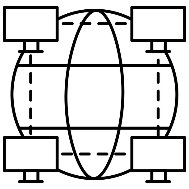 icône de connectivité informatique de communication dans le style contour - Vecteur, image