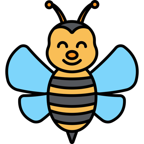 mehiläinen lentää hyönteisten kuvake täytetty ääriviivat tyyli - Vektori, kuva