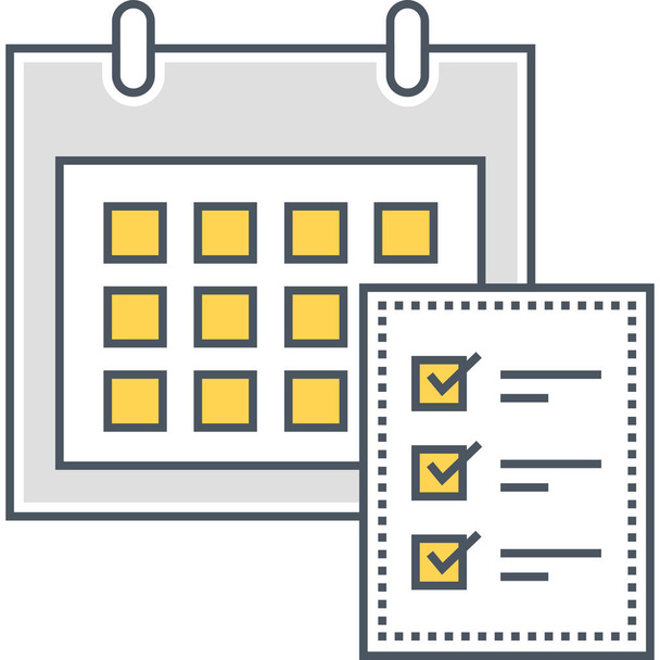 ícone de planejamento de eventos checklist em estilo de esboço preenchido - Vetor, Imagem