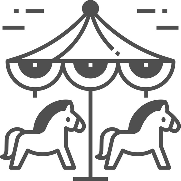carousel kid and baby fairground icon - Vector, Image