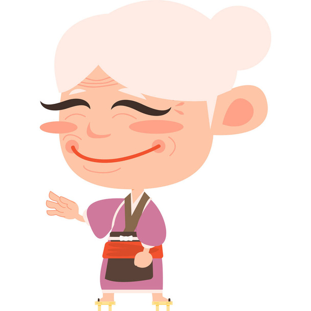 mujer viejo personaje icono en estilo de dibujos animados - Vector, imagen