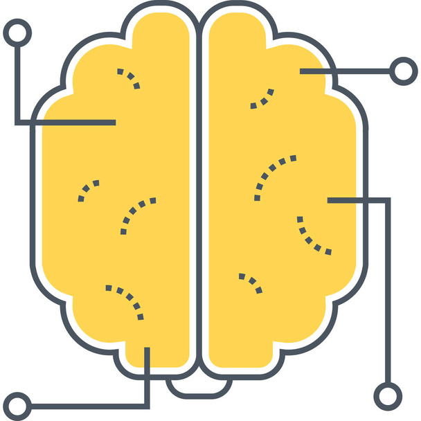 hersenen kunstmatige intelligentie brainstorm pictogram in gevulde-outline stijl - Vector, afbeelding