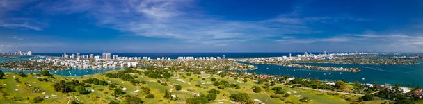 Aerial panorama Miami Beach La Gorce Island and bay USA - Photo, Image