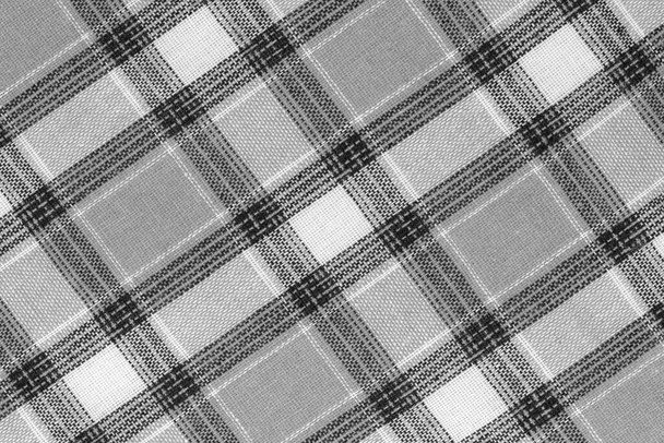Μαύρο και άσπρο tartan υφή φόντο. πουκάμισο ύφασμα με καρό σχέδιο. εργοστασιακό υλικό - Φωτογραφία, εικόνα