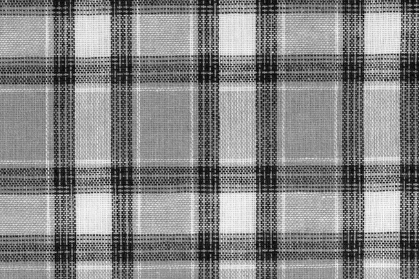 fundo textura tartan preto e branco. tecido de camisa com um padrão quadriculado. material de fábrica - Foto, Imagem