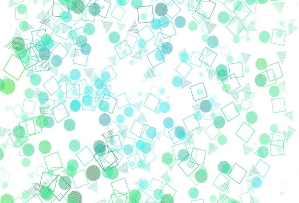 Fond vectoriel vert clair avec triangles, cercles, cubes. Cercles, lignes, losanges avec dégradé coloré. Modèle pour brochures, dépliants - Vecteur, image