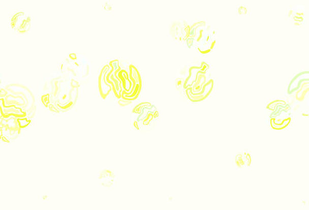 ライトグリーン、泡と黄色のベクトルの背景。カラフルな抽象的なサークルを輝くのセットでイラスト。壁紙のテクスチャのパターン. - ベクター画像