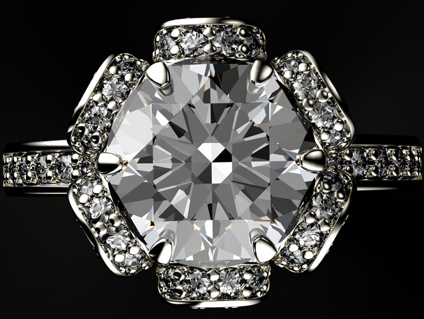 Кольцо с алмазом
 - Фото, изображение