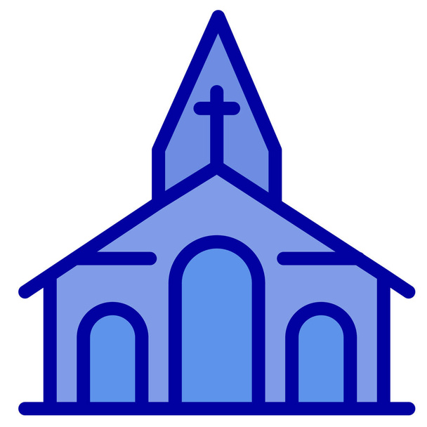 edificio icono de la iglesia de Navidad en estilo de contorno lleno - Vector, Imagen