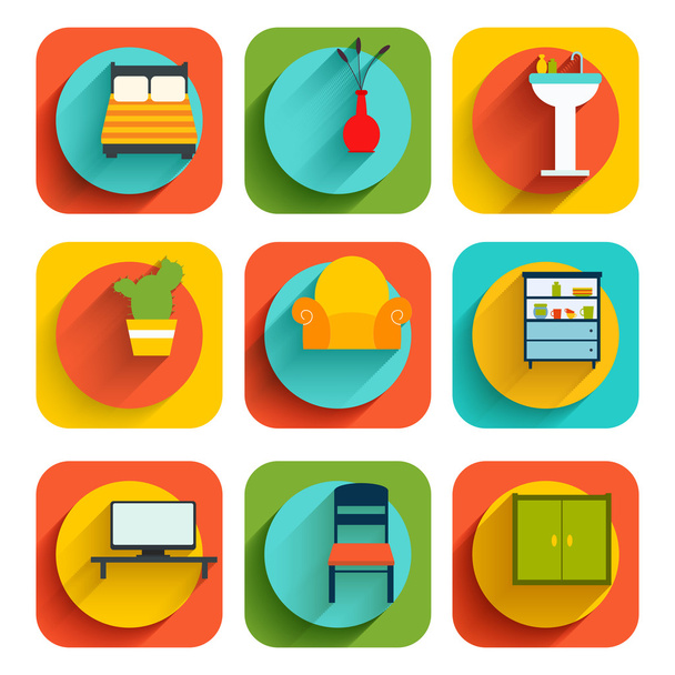 House Interior Furniture Icons - Vector, imagen